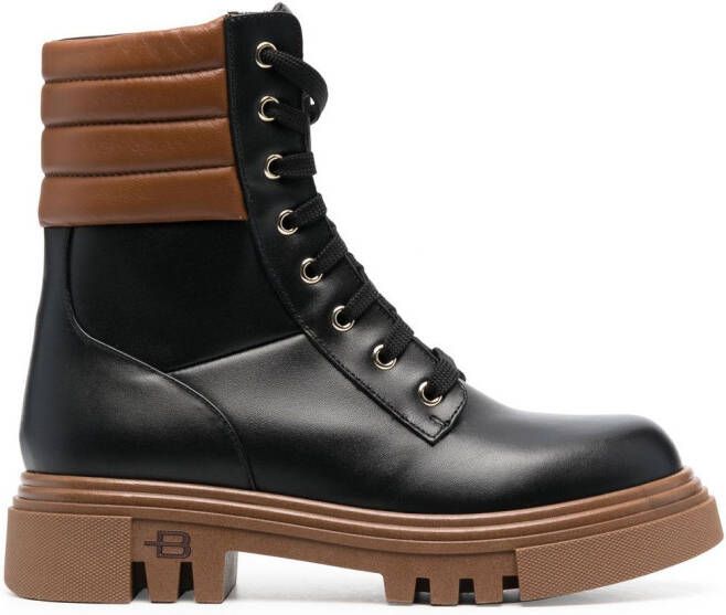 Baldinini leather combat boots Black