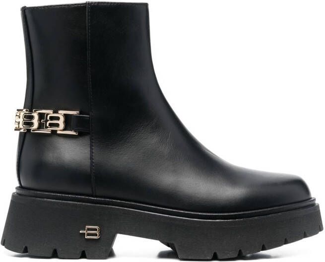 Baldinini logo chain-embellished ankle boots Black