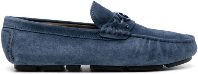 Baldinini logo-plaque calf-leather loafers Blue
