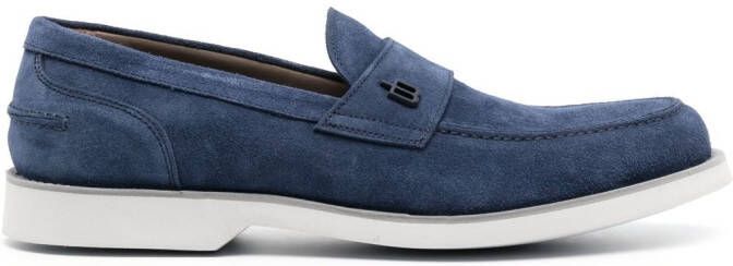 Baldinini logo-plaque suede loafers Blue