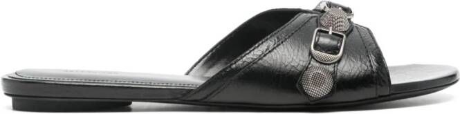 Balenciaga Cagole leather sandals Black