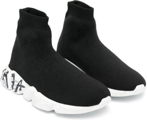 Balenciaga Kids Speed Graffiti sock sneakers Black