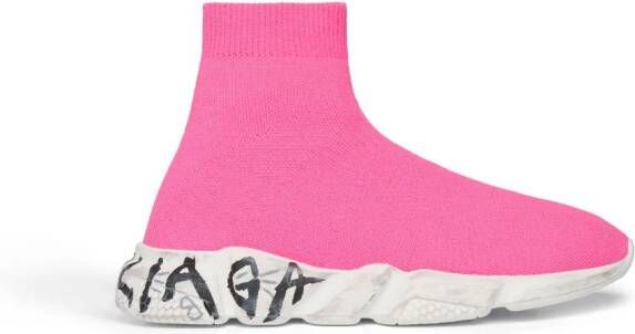 Balenciaga Kids Speed Graffiti sock sneakers Pink