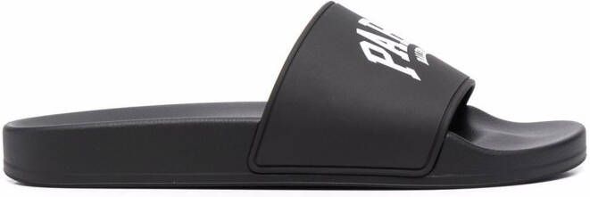 Balenciaga logo-print slides Black