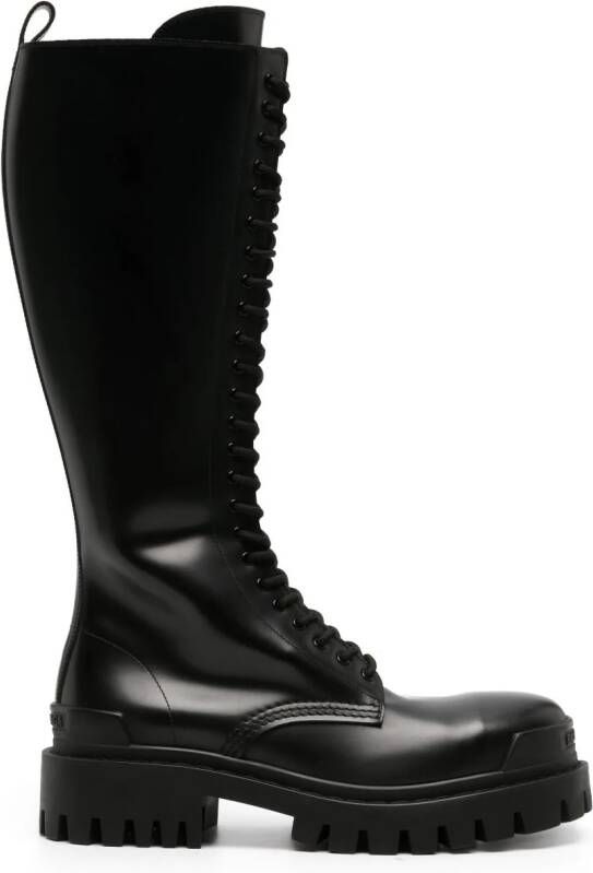Balenciaga Strike lace-up leather boots Black