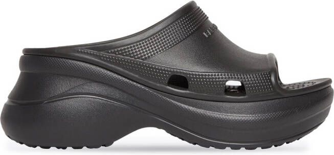 Balenciaga X Crocs perforated rubber slides Black
