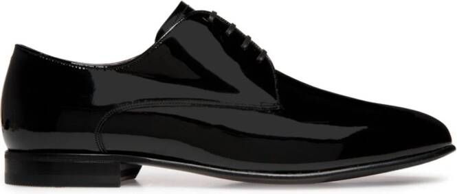 Bally almond-toe patent-finish derby shoes Black