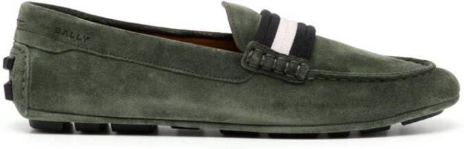Bally contrasting-trim leather loafers Green
