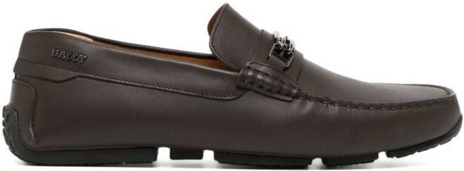 Bally double B logo plaque loafers Brown