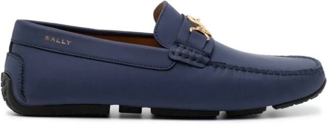 Bally Emblem-plaque leather driving shoes Blue