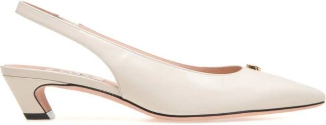 Bally Emblem-plaque slingback leather pumps Neutrals