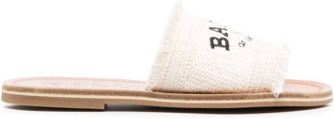 Bally logo-embroidered slide sandals Neutrals