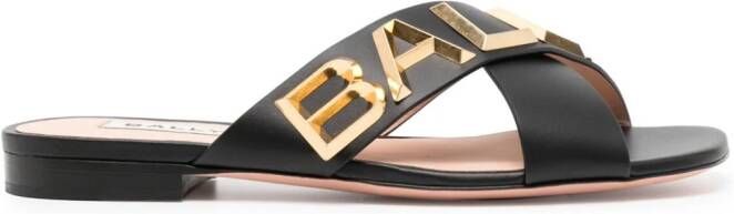 Bally logo-plaque crossover sandals Black