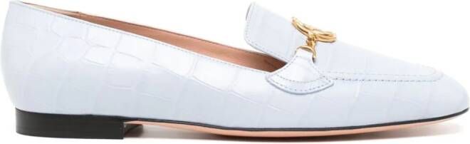 Bally logo-plaque leather loafers Blue