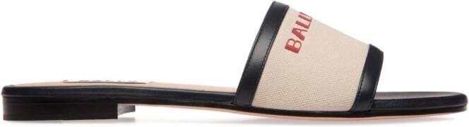 Bally logo-print canvas slides Neutrals