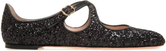 Bally rina glitter-embellished ballerina shoes Black