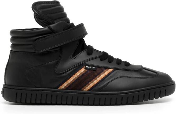 Bally side-stripe leather high-top sneakers Black