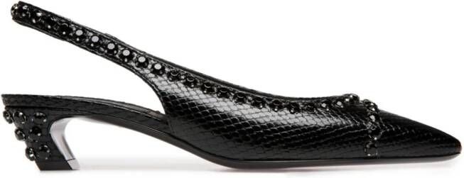 Bally Sylt snakeskin-embossed slingback pumps Black
