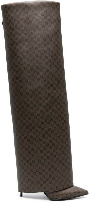 Balmain Ariel monogram folded boots Brown