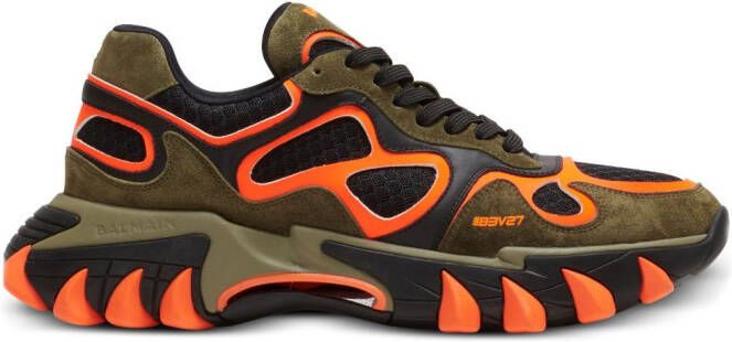 Balmain Khaki & Orange B-East Sneakers - Picture 5