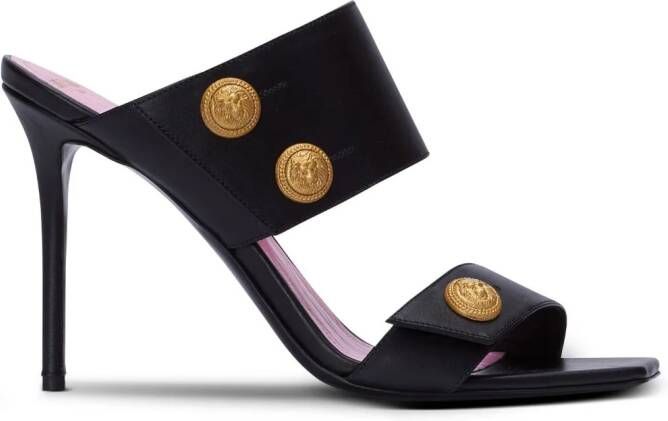 Balmain button-fastening leather sandals Black