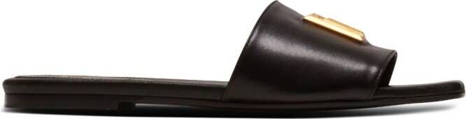 Balmain Dafne logo-plaque leather slides Black