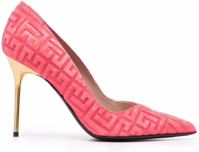 Balmain jacquard-logo pointed pumps Pink