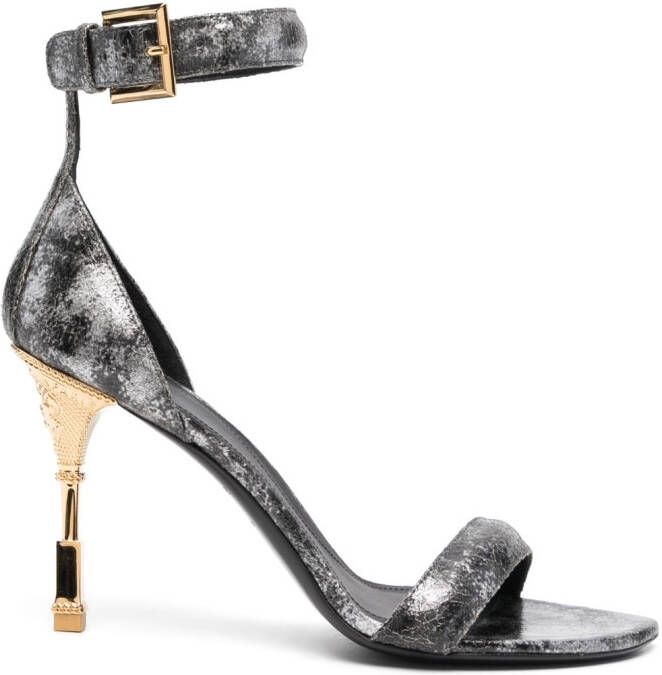 Balmain metallic-effect leather sandals Silver
