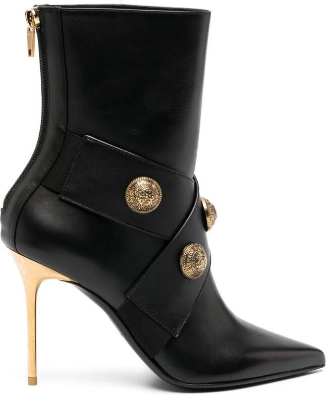 Balmain pointed-toe leather boots Black