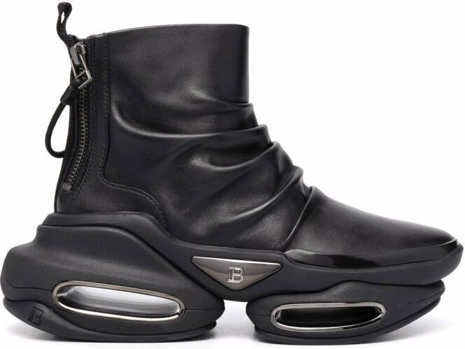 Balmain ruched chunky boots Black