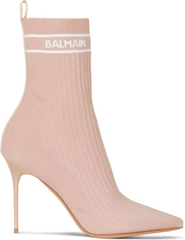 Balmain 95mm Skye knitted ankle boots Neutrals