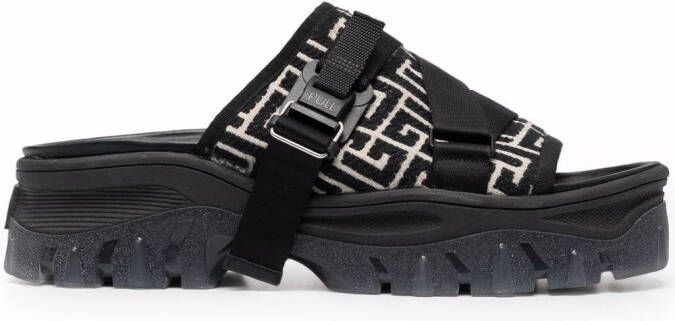 Balmain Ulysse monogram slides Black