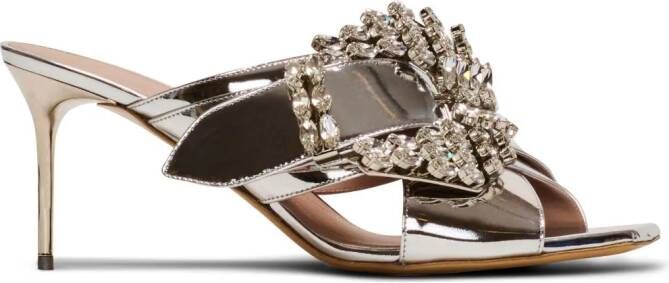 Balmain Uma 75mm crystal-buckle sandals Silver
