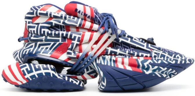 Balmain Unicorn monogram low-top sneakers Blue