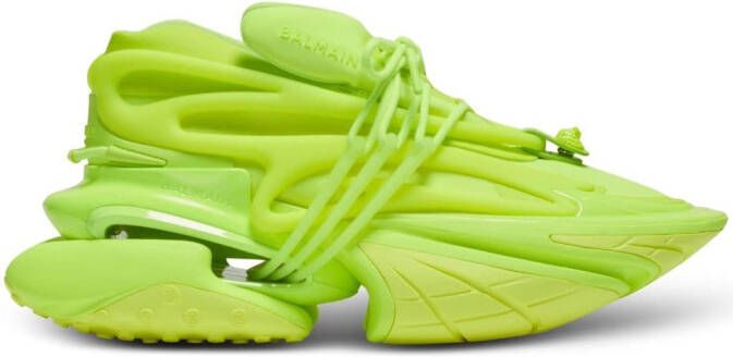 Balmain Unicorn Neoprene & Rubberized leather sneakers Green