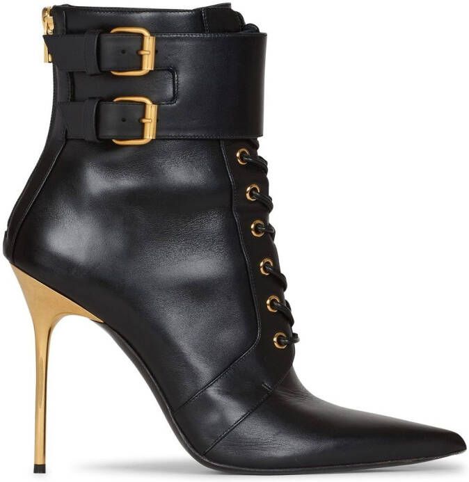 Balmain Uria lace-up ankle bots Black