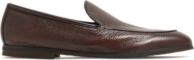 Barrett almond-toe leather loafers Brown