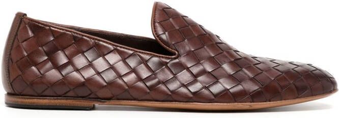 Barrett woven-leather loafers Brown