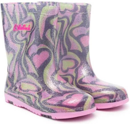 Billieblush abstract-print wellies Pink