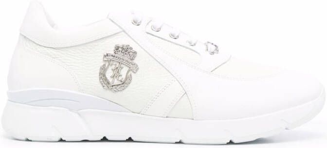 Billionaire logo-plaque leather sneakers White