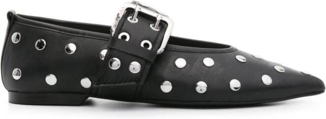 Bimba y Lola studded leather ballerina shoes Black