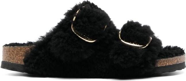 Birkenstock Arizona Big Buckle shearling slides Black