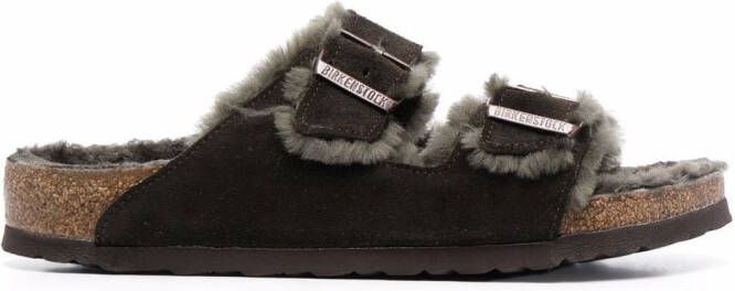Birkenstock Arizona fur-lined sandals Green