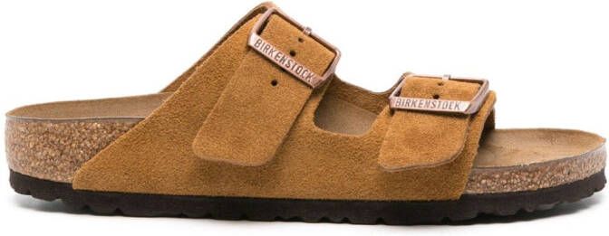 Birkenstock Arizona suede flat sandals Brown