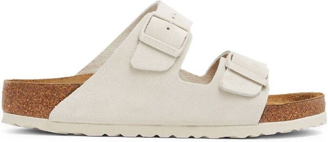 Birkenstock Arizona suede sandals White