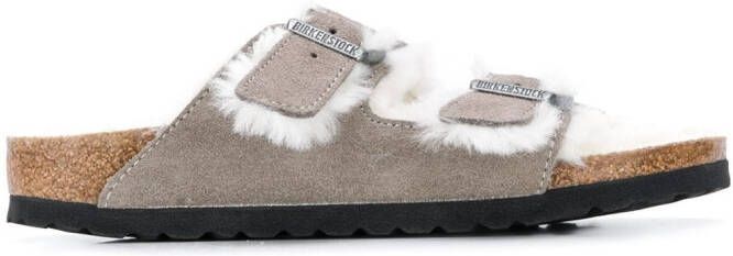 Birkenstock Arizona two-strap shearling sandals Grey
