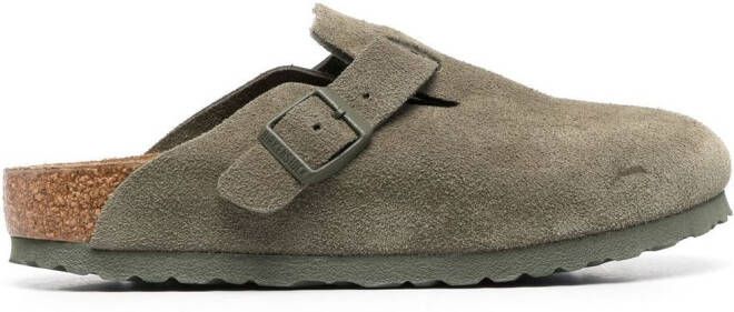 Birkenstock Boston buckle-detail suede clogs Green