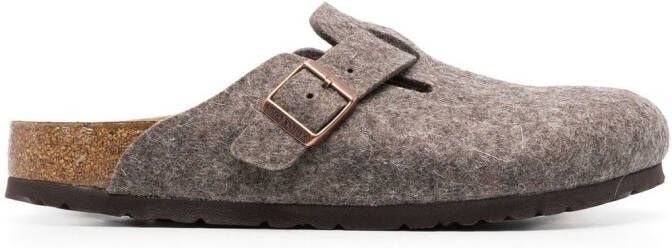Birkenstock Boston buckle-embellished slippers Brown