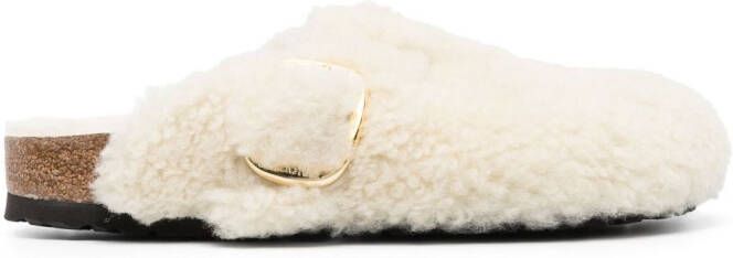 Birkenstock Boston buckled platform slides Neutrals