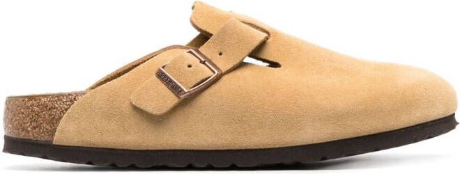 Birkenstock Boston buckled suede sandals Neutrals